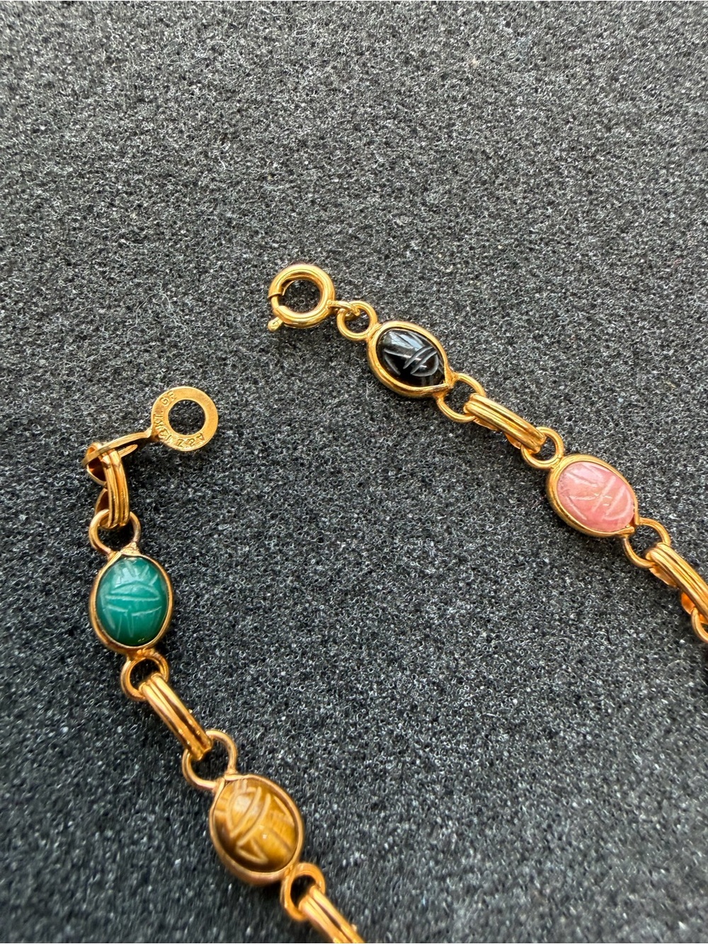 12k Gold Filled Jade Scarab Bracelet - Picture 6 of 7